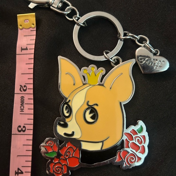 Cute Dog Keychain with Roses - Picture 2 of 3